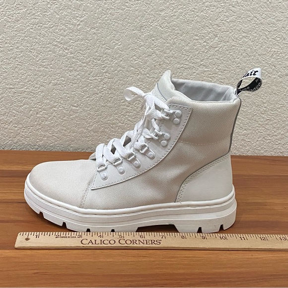 DR. MARTENS Combs Platform Boots in White Ajax+Extra Tough Poly Lace Up Boots 8 - Picture 7 of 16